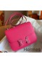 Hermes Constance Enamel 18 Handmade Bag In Rose Mexico Epsom Calfskin