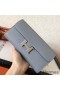 Hermes Constance Long Wallet In Blue Lin Epsom Leather