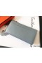 Hermes Constance Long Wallet In Blue Lin Epsom Leather