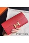 Hermes Constance Long Wallet In Red Epsom Leather