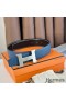 Hermes Constance Reversible Belt 38MM in Blue Clemence Leather