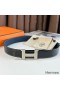 Hermes Constance Reversible Belt 38MM in Blue Clemence Leather