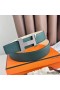 Hermes Constance Reversible Belt 38MM in Green and Craie Epsom Calfskin