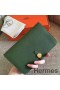 Hermes Dogon Duo Wallet In Green Clemence Leather