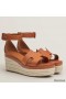 Hermes Elda Espadrilles in Brown Leather