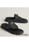 Hermes Empire Sandals in Black Calfskin