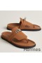Hermes Empire Sandals in Brown Calfskin