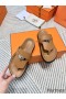 Hermes Empire Sandals in Brown Calfskin