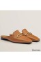 Hermes Esmee Mules in Brown Calfskin