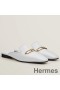 Hermes Esmee Mules in White Calfskin
