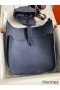 Hermes Evelyne III PM 29 Handmade Bag in Blue Saphir Clemence Leather