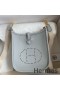 Hermes Evelyne Mini Handmade Bag in Blue Brume Clemence Leather