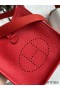 Hermes Evelyne Mini Handmade Bag in Red Clemence Leather