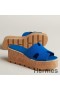 Hermes Eze 30 Cork Platform Sandals in Blue Suede Leather
