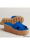 Hermes Eze 30 Cork Platform Sandals in Blue Suede Leather