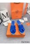 Hermes Eze 30 Cork Platform Sandals in Blue Suede Leather