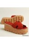 Hermes Eze 30 Cork Platform Sandals in Piment Suede Leather