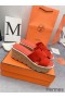 Hermes Eze 30 Cork Platform Sandals in Piment Suede Leather