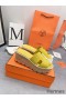 Hermes Eze 30 Cork Platform Sandals in Yellow Suede Leather
