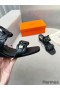 Hermes Figari 55mm Wedge Sandals In Black Nappa Leather