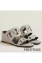 Hermes Figari 55mm Wedge Sandals In Ivory Nappa Leather