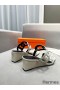 Hermes Figari 55mm Wedge Sandals In Ivory Nappa Leather