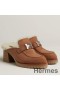 Hermes Flore 60 Mules in Brown Suede with Shearling
