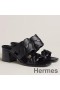 Hermes Gaby Sandals 60mm in Black Nappa Leather