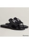 Hermes Galerie Sandals In Black Calfskin