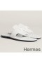 Hermes Galerie Sandals In White Calfskin
