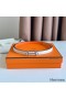 Hermes Gamma 13mm Belt in Orange Epsom Leather and White Swift Leather