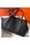 Hermes Garden Party 30 Bag In Black Taurillon Leather