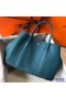 Hermes Garden Party 30 Bag In Blue Jean Taurillon Leather