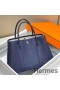 Hermes Garden Party 30 Bag In Blue Saphir Taurillon Leather