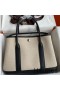 Hermes Garden Party 30 Handmade Bag in Toile and Black Leather