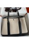Hermes Garden Party 30 Handmade Bag in Toile and Black Leather