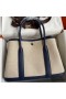 Hermes Garden Party 30 Handmade Bag in Toile and Blue Leather