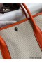 Hermes Garden Party 30 Handmade Bag in Toile and Orange Leather