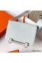 Hermes Geta Handmade Bag In Blue Brume Chevre Mysore Leather
