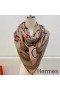 Hermes Grey/Orange Panoplie Equestre Eyeliner Shawl 140
