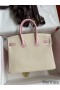 Hermes HSS Birkin 25 Bicolor Bag in Craie and Pink Chevre Mysore Leather