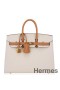 Hermes HSS Birkin 25 Sellier Bag in Craie and Gold Epsom Calfskin
