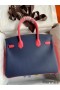 Hermes HSS Birkin 30 Bicolor Bag in Blue Saphir and Rose Lipstick Epsom Calfskin