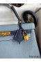 Hermes HSS Kelly 32 Bicolor Bag in Blue Lin and Blue Clemence Leather