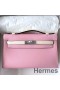 Hermes HSS Kelly Pochette Bicolor Bag in Pink and Craie Swift Calfskin