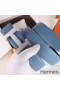 Hermes H Belt Buckle & Blue Clemence 32 MM Strap