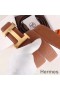 Hermes H Belt Buckle & Brown Clemence 32 MM Strap