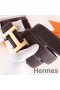 Hermes H Belt Buckle & Chocolate Clemence 32 MM Strap