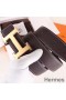 Hermes H Belt Buckle & Chocolate Clemence 32 MM Strap