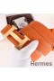 Hermes H Belt Buckle & Orange 32mm Clemence Strap